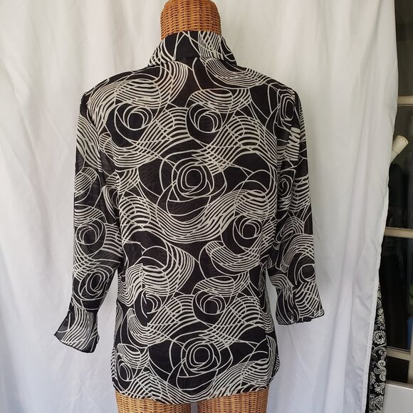 Jordan Black & White Geometric Print Blouse & Jacket set - S - Picture 4 of 5